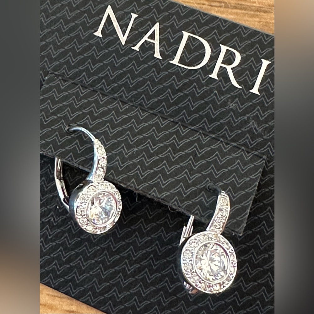 Nadri Round Halo Drop Earrings